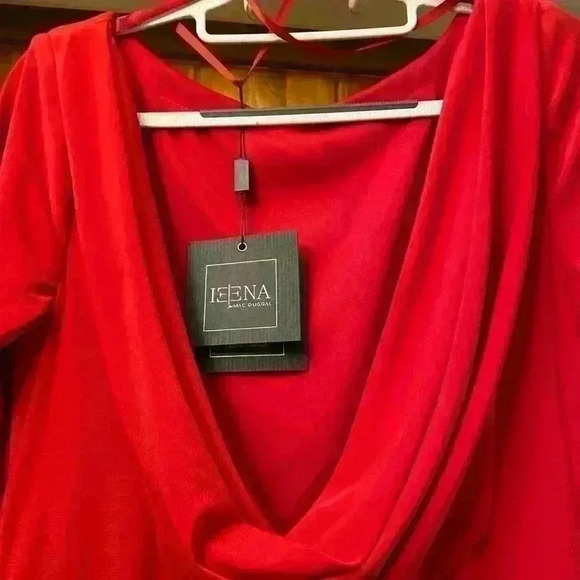 Leena By Mac Duggal Long Sleeve Cowl Back Red Jersey Gown 25929-New - Picture 12 of 16